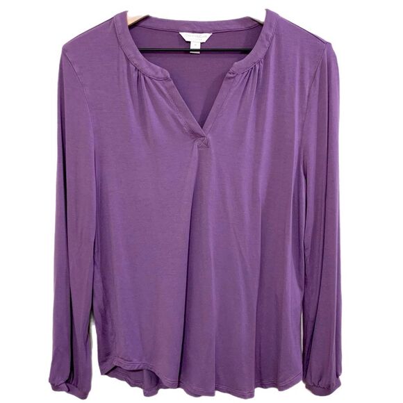 CHARTER CLUB Pajama Top Women’s Medium Purple long sleeve stretch. - Picture 1 of 11